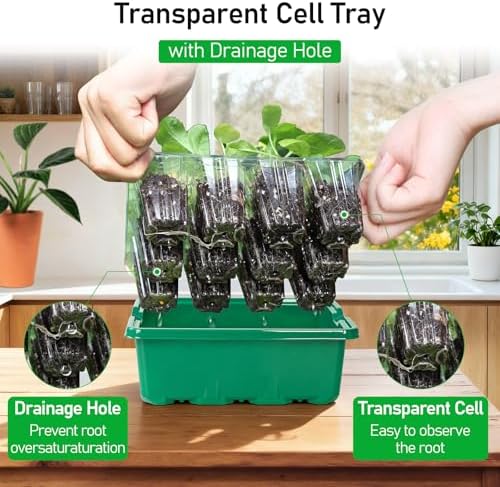 MIXC 10 Pack Seed Starter Tray, 120 Cell Stater Kit with Elevated Lid Green - Image 5