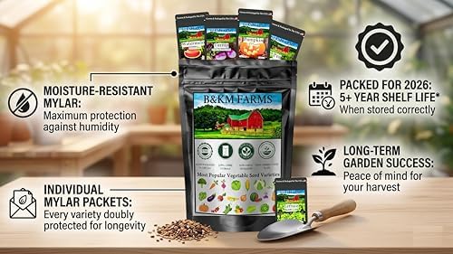 20 Vegetable Seeds Variety Pack 10,000+ Count - Essential Heirloom Garden Seeds for Planting: Non-GMO, Grown in USA; Moisture-Proof Mylar Storage, High Germination Survival Seeds for Beginners - Image 3