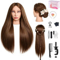 Mannequin Head with 80% Real Hair, 26'' Hairdresser Practice Styling Training Head Cosmetology Manikin Doll Head with Clamp Holder, DIY Braiding Set (Amber Brown) by MYSWEETY