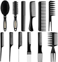 Boao 12 Pcs Hair Brush Comb Set, Paddle Detangling Brush, Black by Boao