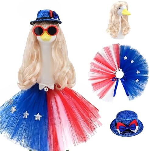 Porch Goose September Labor Day Outfit with Long Blonde Goose Wig by ZYIDBNG