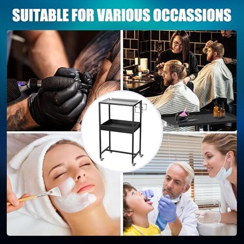 POARMEEY 2-Tier Stainless Steel Tray Tattoo Cart with Wheels - Image 6
