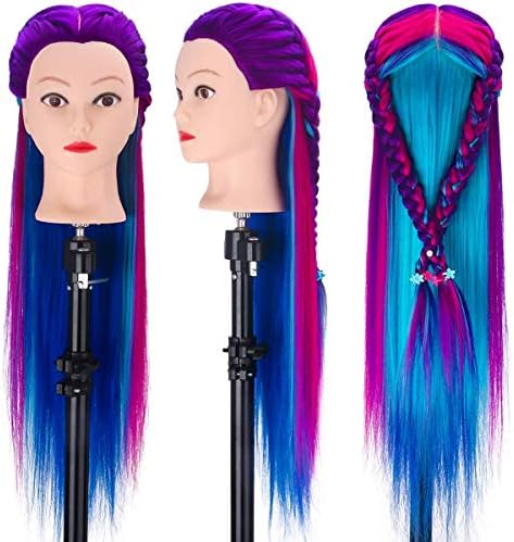 Mannequin Head with Hair, TopDirect 29" Training Head Hair Mannequin Manikin Head Cosmetology Doll Head Practice Styling Hairdressing Training Braiding Heads with Clamp Holder and Tool Set - Image 3