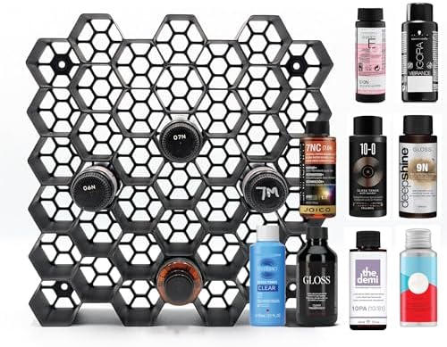 Markvicka Designs Large Bottle Organizer for Shades EQ, Lumishine, Gloss Toner, Deepshine Xpress, Colorance, Demi-Permanent, Igora Vibrance | Hexagon Organizer | Stackable & Wall-Mount Salon Decor by Unknown