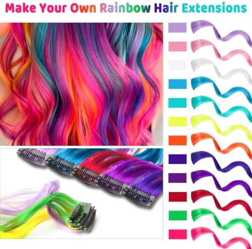 Colored Hair Extensions for Girls Kids, 12 Pcs Colorful Accessories - Image 2