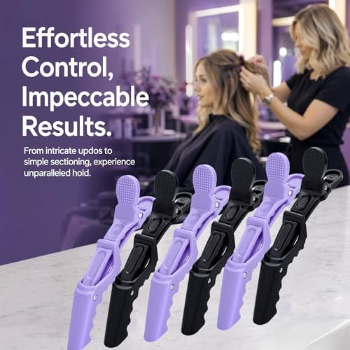 30 Pack Alligator Hair Clips, Sectioning Clips for Salon Coloring, Cutting & Styling, Durable Plastic Barber Hairdressing Tools, Strong Grip Crocodile Clips for Women Men Kids (Black+Pur) - Image 5