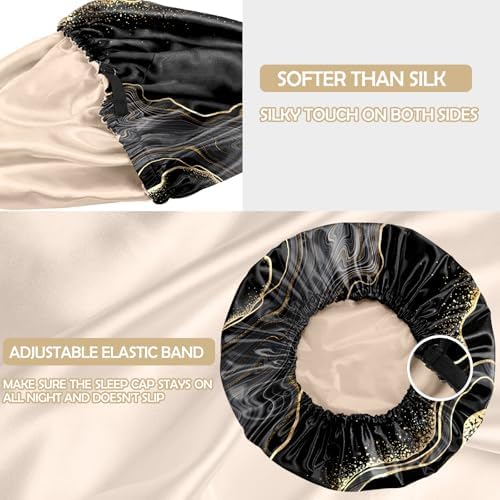 Satin Hair Bonnet Silk Bonnet for Sleeping Double Layer Elastic Adjustable Reusable Cute Aesthetic for Women Girls - Image 3