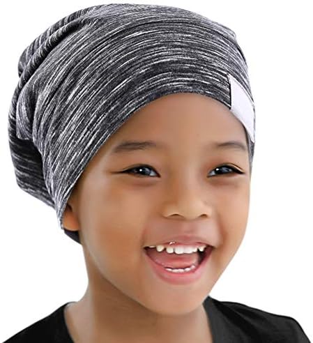 Kids Beanie Sleep Hats Bonnet for Night Sleeping Cap Silky Lined Satin Bonnet with Adjustable Elastic Band for Teens Toddler Child Natural Curly Frizzy Hair Cover(Grey Pale) - Image 2