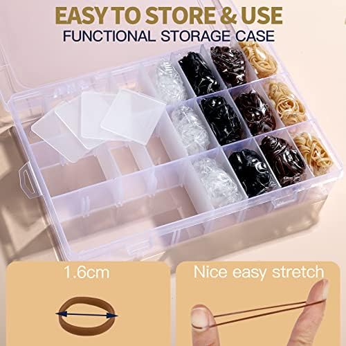 YGDZ Hair Ties, 1500pcs Mini Elastic Hair Bands with Organizer Box, Clear Hair Ties, Hair Accessories Set for Girls, Women, Neutral Colors - Image 4