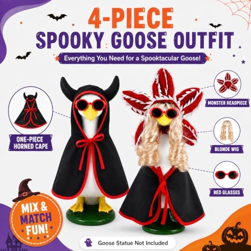 Halloween Porch Goose Outfit, 4-Piece Spooky Monster Costume Outfit - Image 2