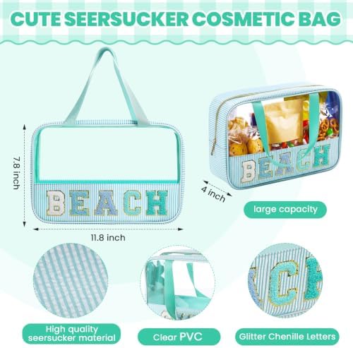 Sanwuta Clear Seersucker Beach Bag, Lake Blue - Image 2
