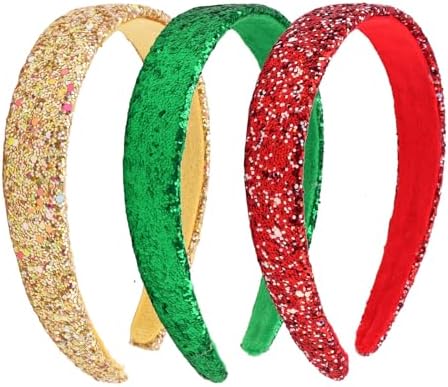 Headbands for Girls, 3 Pack Glitter Christmas Girls Headbands by Uintoon