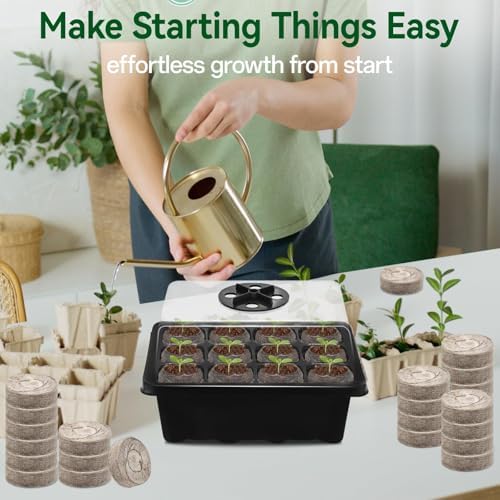 Seed Starter Tray with Peat Pellets, Black Seeding Starter Trays for Plant - Image 3