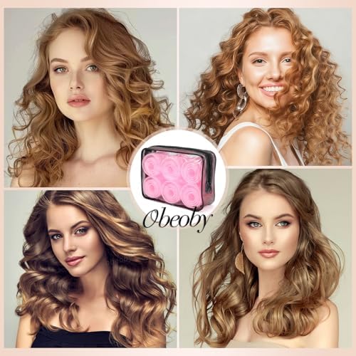 4 Sizes Self-Grip Hair Rollers Set for Long, Short Hair and Bangs - 50 Pcs with Clips (25mm, 36mm, 48mm, 60mm), Pink - Image 6