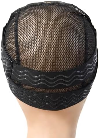 1 Pc Black Lace Mesh Weaving Wig Cap Silicone Grip Elastic Band Wig Cap with Removable Adjustable Silicone Nonslip Wig Band for Making Wig Keeping Wig in Place - Image 3