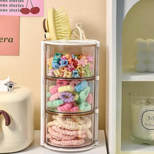 Azurphoric Hair Accessories Organizer with Hair Brush Holder(White,3-Layer) - Image 3