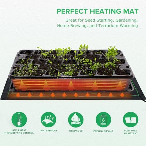 EAGLE PEAK Seedling Heat Mat 10”x20”, UL & MET-Certified Heating Pad for Seed Starting, Waterproof Heating Mat for Seed Germination, Warm Hydroponic Gardening Heating Pad, Contains (1) Warming Mat - Image 3