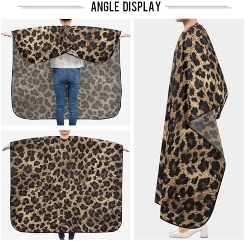 ALAZA Vintage Leopard Spot Barber Cape for Men Women, Waterproof Haircut Apron Beard Shaving Bib Hair Cutting Cloth 55 x 65 Inch - Image 5