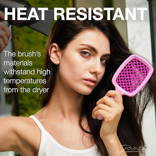 Janeke Superbrush Detangling Brush for Soft Smoothing Hair Brushing with Anti-Static Bristles - Vented Wet Hair Brush for Blow Drying Use - Perfect for Curly, Thick, Wavy, Fine Hair Types (Lilac-Fux) - Image 4