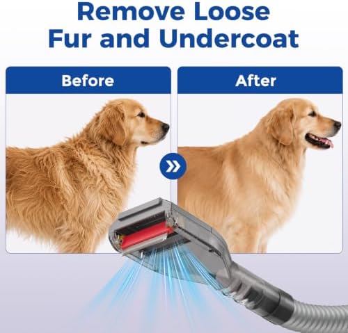 Dog Hair Grooming Brush Vacuum Attachment for 1" to 1-3/4" Various Size Vacuum Cleaners, Pet Shedding Tool with Extension Hose, Adapter and Storage Bag - Image 5