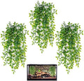 HERCOCCI Reptile Plants, 3 Pack Terrarium Hanging Plants Vines Artificial Leaves Habitat Decorations with Suction Cup for Bearded Dragon Hermit Crab Lizard Snake Geckos Chameleon by HERCOCCI