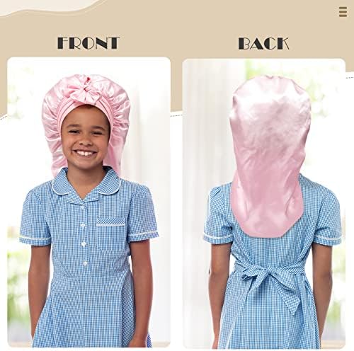 AWAYTR Kids Bonnets for Girls - Satin Long Hair Braid Bonnet for Sleeping - Image 2