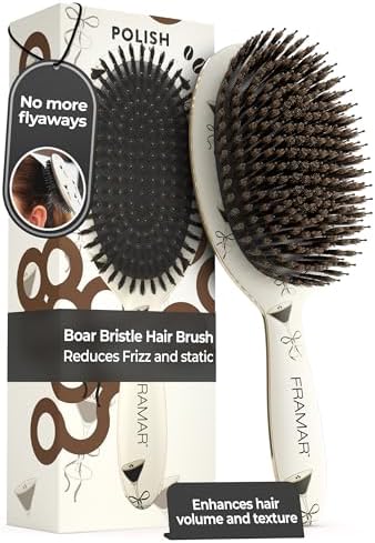 FRAMAR Soft Boar Bristle Hair Brush For Women, Boars Hair Brush For Women by FRAMAR