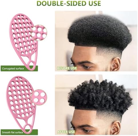 KOUPA Magic Silicone Curly Hair Brush, One Piece Twist Curl Comb for Afro Curls, Washable Hair Tool for Men Women, Pink, 2 Pieces - Image 6