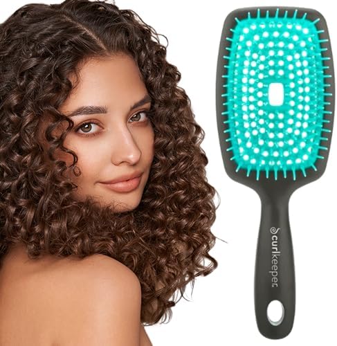 Curl Keeper Flexy Hair Brush, Turquoise - Detangling Hair Brush with Flexible Bristles for Shower Use, Combing Through Curls & Removing Tangles - Lightweight Hair Accessories for All Hair Type by CurlKeeper