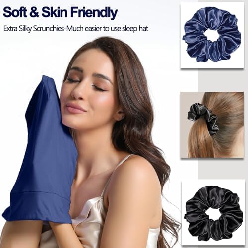 Satin Bonnets for Sleeping Adjustable Silk Lined Bonnet Sleep Cap Hair Wrap - Image 7
