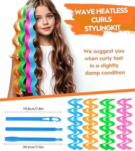 42 Pcs Heatless Wave Curlers for Long Hair, Easy Styling Hook, 21.65 Inch - Image 5