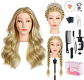 TopDirect 80% Mannequin Head Human Hair,26''Sandy Blonde Real Hair Mannequin Head,Cosmetology Manikin Head Doll Hair Styling Hairdressing Practice Training Wig Head with Clamp Holder and Tools by TopDirect
