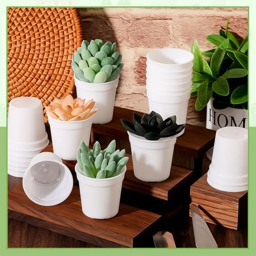 Yaomiao 200 Pcs 2 Inch White Mini Nursery Pots with Drainage Holes - Image 5