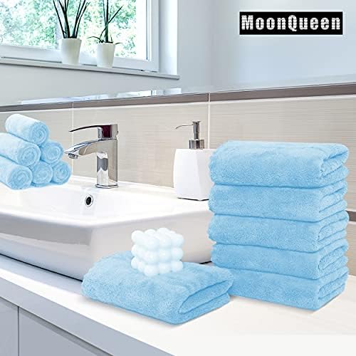 MOONQUEEN 18 Pack Premium Hand Towels - Quick Drying - Microfiber Coral Velvet Highly Absorbent Towels - Multipurpose Use as Hotel, Bathroom, Shower, Spa, Hand Towel 16 x 28 inches (Aquamarine) - Image 2