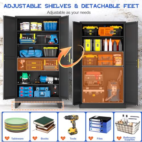 GAIOUS 79" Tall Kitchen Pantry Cabinet,Metal Storage Cabinet Black Cupboard - Image 3