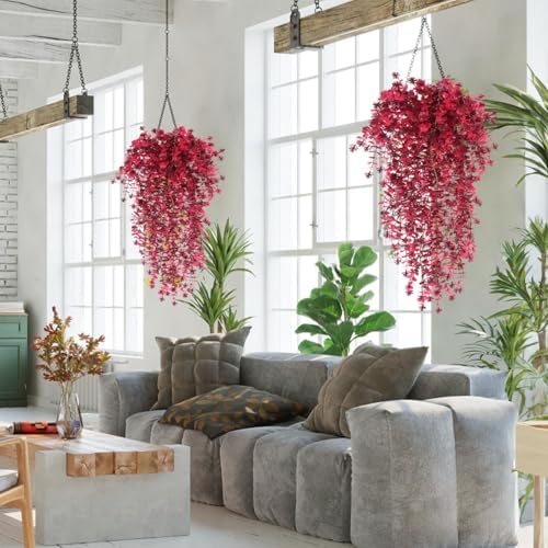 RECUTMS Artificial Hanging Plants Artificial Fall Flowers Faux Autumn Plant - Image 6