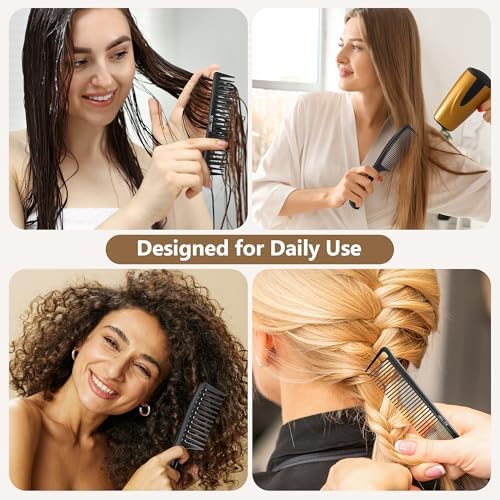 SALONSILK Women Hair Comb Set - 14PCS Wide Tooth Rat Tail Styling Combs Pick for Curly - Teasing Parting Fine Professional Barber Cutting Braiding Set - Image 5
