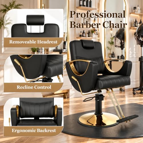 Heavy Duty Barber Chair, Reclining Hydraulic Salon Chair for Hair Stylist - Image 5
