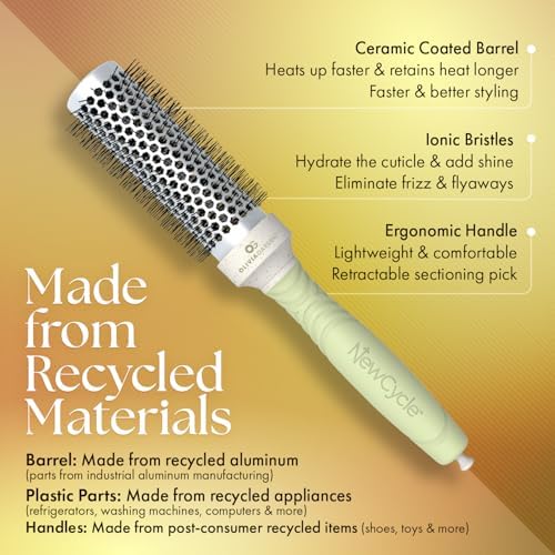Olivia Garden NewCycle Round Thermal Hair Brush (not Electrical) with Ceramic Barrel, Ionic Technology and Made from 100% Recycled Material (Except bristles) - Image 3