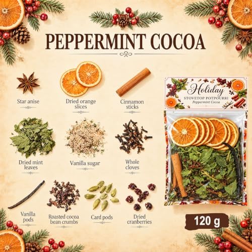 1 Pcs Christmas Simmer Pot Stovetop Potpourri 120G Peppermint Cocoa - Image 2