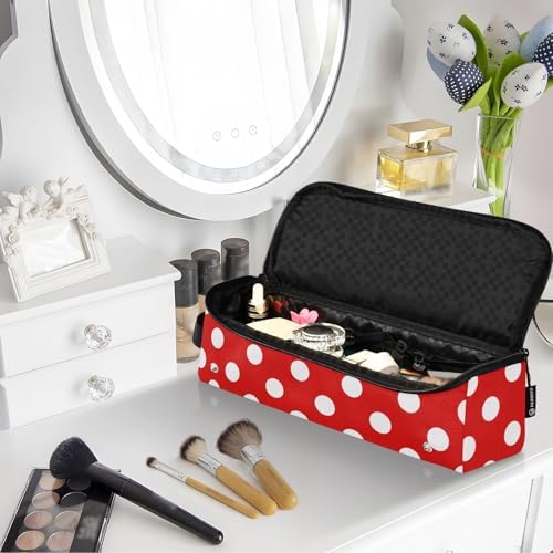 Polka Dot Red Hair Tools Travel Bag Travel Organizer Pouch Portable Carrying Case with Heat Resistant Mat for Flat Irons Curling Iron Hair Dryer - Image 7