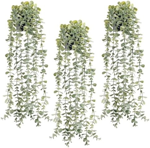 Der Rose 3Pcs Cozy Fake Eucalyptus Hanging Plants for Bathroom Wall Decor by DerRose