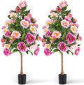 Thiccywoov 2 Pack,Pink 4FT Artificial Peony Flower Tree Lifelike Fake Plant by Jgiusenfg