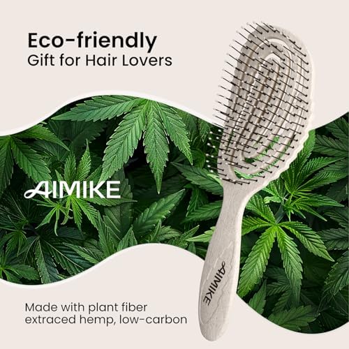AIMIKE Hemp-Relax Detangling Hair Brush for Wet & Dry Hair, Beige - Image 2