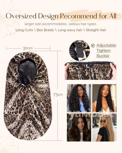 YANIBEST Adjustable Satin Sleep Bonnet, Double Layer Extra Long Hair Bonnet - Image 4