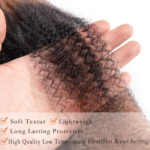 12 Inch Pre-Separated Springy Afro Twist Hair 3 Packs Black Pre-Fluffy Natural Curls are Perfect for Marley Crochet Hair Suitable for Black Women (1b / 27/613, 12 Inch (Pack of 3)) - Image 2
