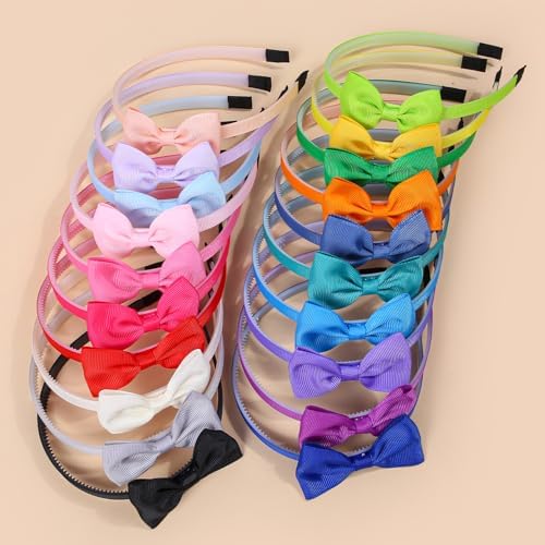 XIMA 20 Pcs Girls Bow Headbands, Grosgrain Ribbon Hairbands with Non-Slip - Image 6