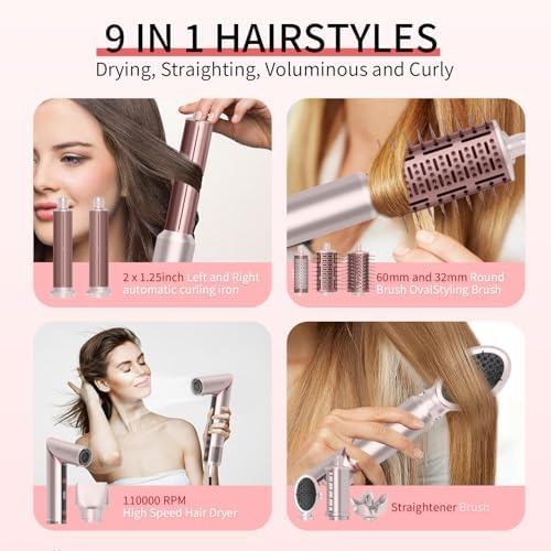 9-in-1 Professional Hair Styler, Wrap Air Curler & Dryer Brush - Image 2
