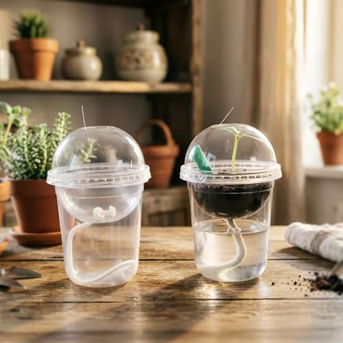 15 Set Nursery Pots with Humidity Dome, Clear Nursery Pots with Drainage, Self Watering Small Plant Pots, Seedling Pots for Plants, Seed Starter Pots for Planting Vegetables Fruit (Thick) - Image 6