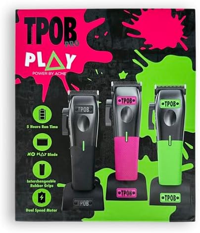 TPOB Play Barber Hair Clippers for Men 7500 RPM with Rubber Grips (Black/Green/Pink) - Image 4